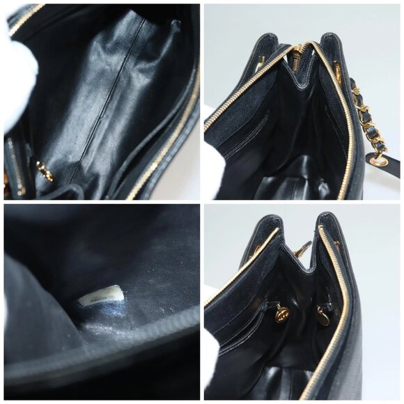 CHANEL COCO Mark Chain Shoulder Bag Grained Calf Skin Black Gold CC Auth 132292 - Picture 15 of 16